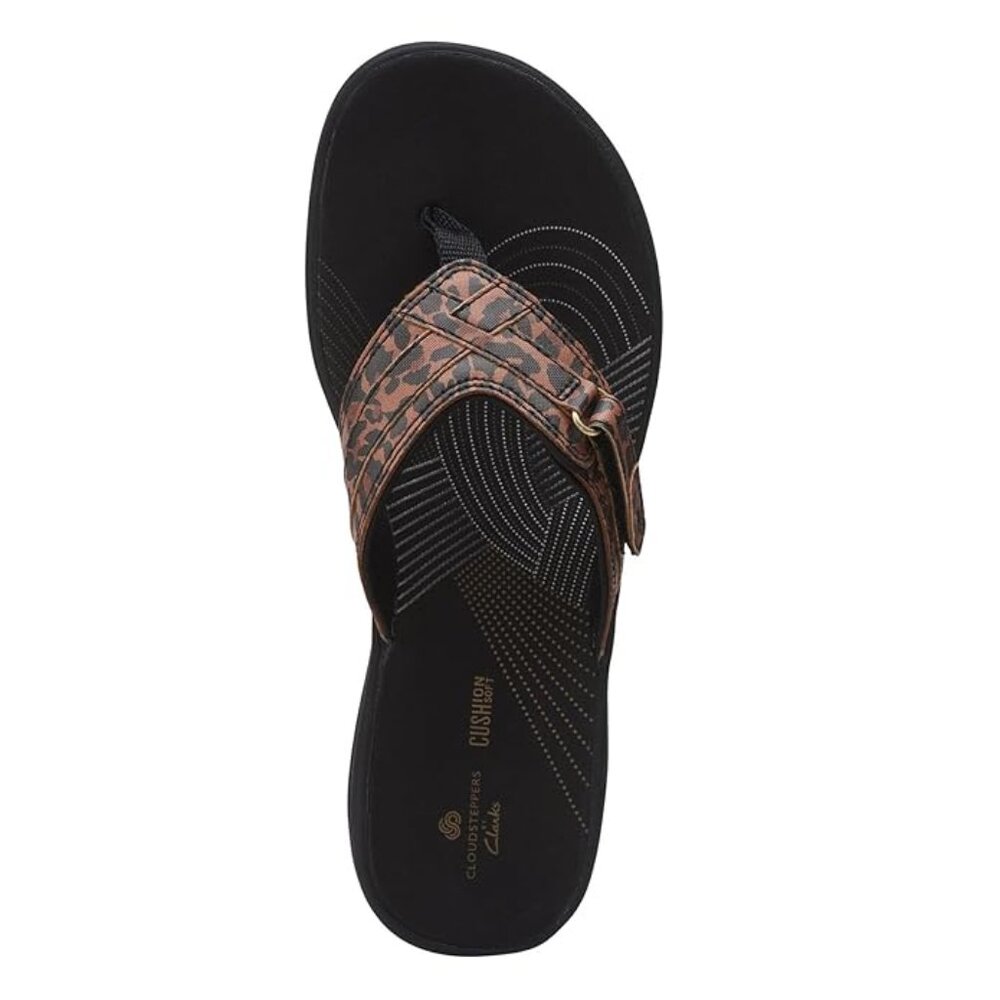 CLARKS CLOUDSTEPPERS CUSHION SOFT BREEZE SEA BLACK TAN ANIMAL PRINT NEW SIZE 6 - Picture 2 of 13